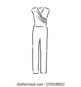 jumpsuit sketch. jumpsuit vector sketch illustration. clothes