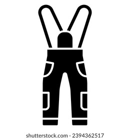 Icono sólido Jumpsuit, concepto de día de snowboard mundial, pantalones deportivos firmar en fondo blanco, icono de pantalones de snowboard en estilo glifo para concepto móvil y diseño web. Gráficos vectoriales