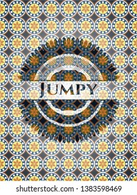 Jumpy arabic style badge. Arabesque decoration.