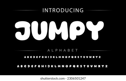 Jumpy Funky colorful cartoon font type. Vector alphabet