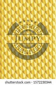 Jumpy golden badge. Scales pattern. Vector Illustration. Detailed.