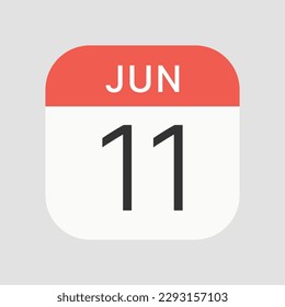 Jun 11 icon isolated on background. Calendar symbol modern, simple, vector, icon for website design, mobile app, ui. Vector Illustration