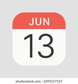Jun 13 icon isolated on background. Calendar symbol modern, simple, vector, icon for website design, mobile app, ui. Vector Illustration