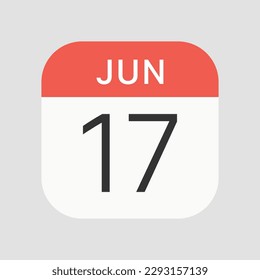 Jun 17 icon isolated on background. Calendar symbol modern, simple, vector, icon for website design, mobile app, ui. Vector Illustration