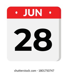 Jun 28 flat style calendar icon, vector illustration