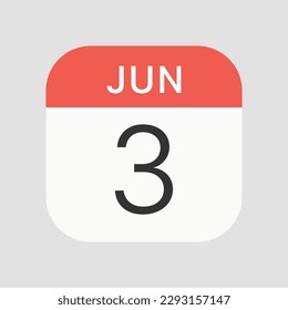 Jun 3 icon isolated on background. Calendar symbol modern, simple, vector, icon for website design, mobile app, ui. Vector Illustration