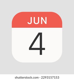 Icono del 4 de junio aislado en el fondo. Símbolo de calendario moderno, simple, vector, icono para el diseño de sitios web, aplicación móvil, ui. Ilustración vectorial