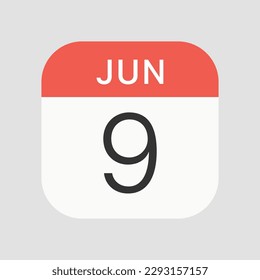 Jun 9 icon isolated on background. Calendar symbol modern, simple, vector, icon for website design, mobile app, ui. Vector Illustration