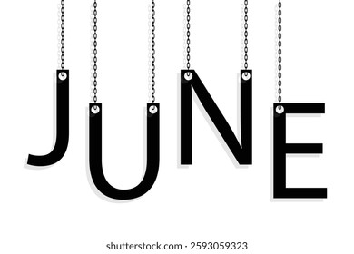 Jun Letters Hanging vector illustration.