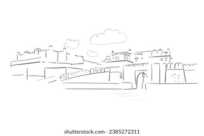 junagarh fort Bikaner Rajasthan India vector sketch city illustration line art sketch simple