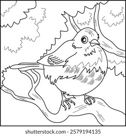 Junco bird line art for coloring book with simple background