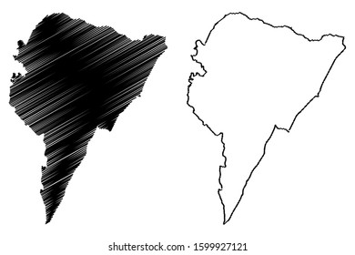 Juncos municipality (Commonwealth of Puerto Rico, Porto Rico, PR, Unincorporated territories of the United States) map vector illustration, scribble sketch Juncos map