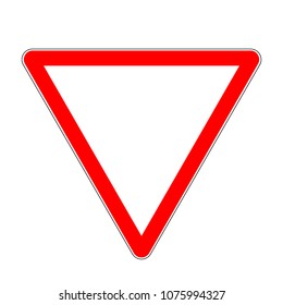 Junction ahead road sign, stop line ahead, red triangle warning sign, vector illustration.