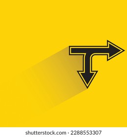 flecha de unión con sombra sobre fondo amarillo