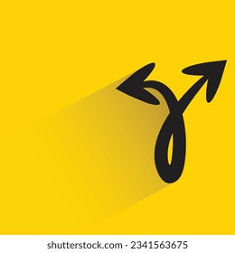 flechas de unión con sombra sobre fondo amarillo