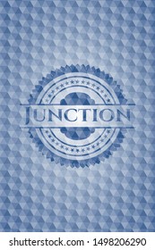 Junction blue hexagon badge. Vector Illustration. Detailed.