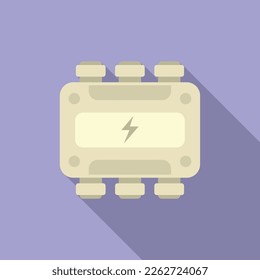 Junction box equipment icon flat vector. Electric power. Contact control