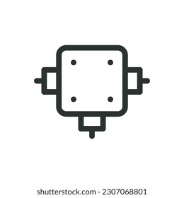 Icono aislado de caja de unión, icono vectorial de caja de unión eléctrica cuadrada de PVC con trazo editable