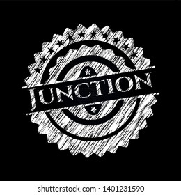 Junction chalkboard emblem on black board. Vector Illustration. Detailed.