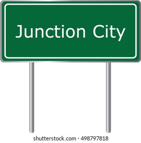 Junction City , Georgia , road sign green vector illustration, road table, USA city