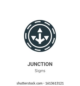 Junction glyph icon vector on white background. Flat vector junction icon symbol sign from modern signs collection for mobile concept and web apps design.