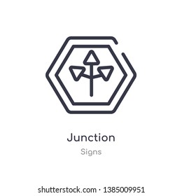 junction outline icon. isolated line vector illustration from signs collection. editable thin stroke junction icon on white background