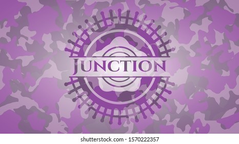 Junction pink camo emblem. Vector Illustration. Detailed.