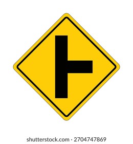 Junction With a Side Road Ahead Directional Road Sign