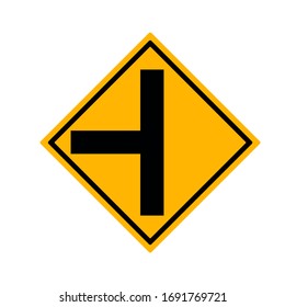 junction sign,intersection, crossroad traffic sign on white