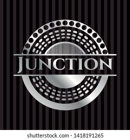 Junction silver badge or emblem. Vector Illustration. Mosaic.