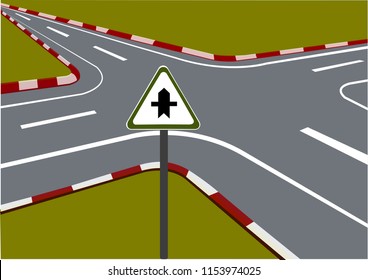 a junction view, traffic regulations, traffic rules, intersection sign, intersection signboard
