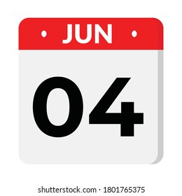 June 04 flat style calendar icon, vector illustration.