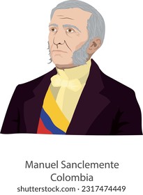 June 09, 2023, illustration vector isolated of Manuel Antonio Sanclemente, Colombian president