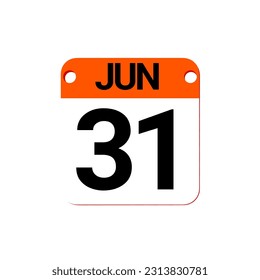 JUNE 1 TO 31 - Calendar Icon. Calendar Icon with shadow. Flat style. Date, day and month. Reminder. Vector illustration. Organizer application, app symbol. Ui. User interface sign. EPS 10