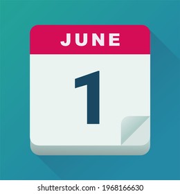 Calendario del 1 de junio (diseño plano)