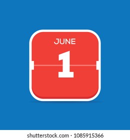 June 1 Calendar Flat Icon