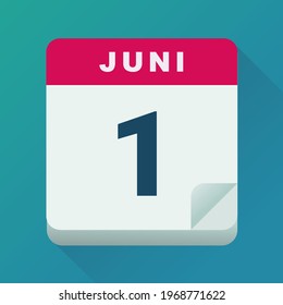 June 1 calendar in German (flat design)