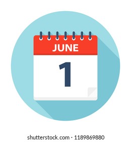 June 1 - Calendar Icon - Vector Illustration