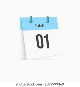 June 1 - calendar and Time planner. Daily Calendar Icon reminder. Vector Illustration.