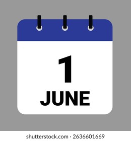 JUNE 1 - Daily Calendar Icon - White Background