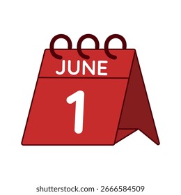 june 1 desk calendar vector on white background
Vector red calendar flat icon