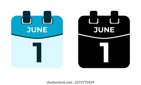 June 1 flat daily spiral calendar icon date vector image in matching color scheme. Suitable and perfect for design material, such as event or reminder. The best editable graphic resources.