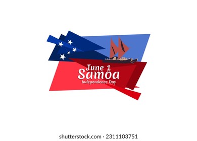 1 de junio, Día de la Independencia de Samoa, ilustración vectorial. Adecuado para tarjetas de felicitación, afiches y banner.