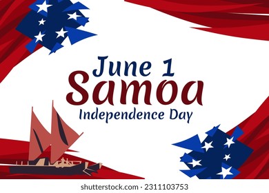 June 1, Independence Day of Samoa vector illustration. Suitable for greeting card, poster and banner.