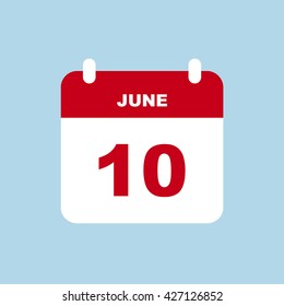 JUNE 10 calendar Icon. 