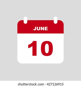 JUNE 10 calendar Icon. 