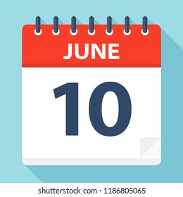 June 10 - Calendar Icon - Vector Illustration