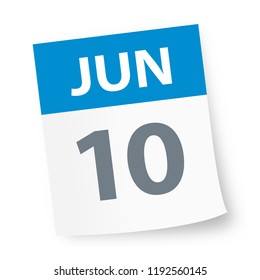 June 10 - Calendar Icon - Vector Illustration
