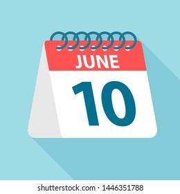 June 10 - Calendar Icon - Vector Illustration