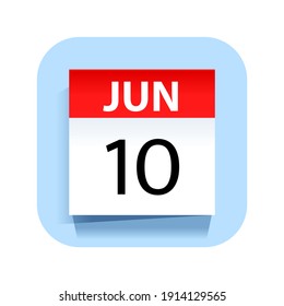 10. Juni. Kalendersymbol. Vektorgrafik.